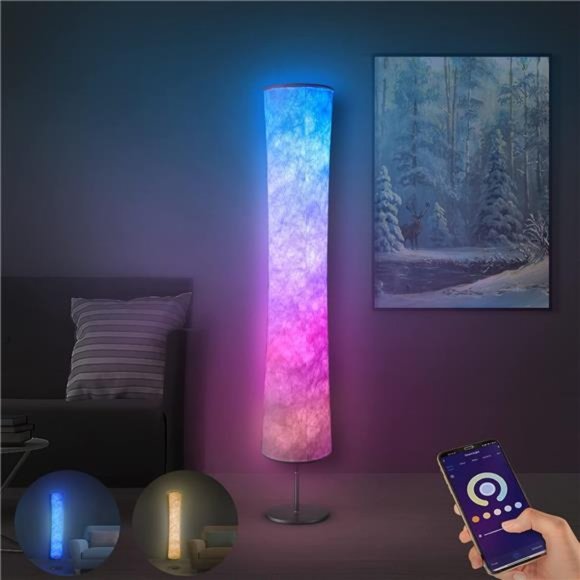 Modern Floor Lamp, RGB Color Changing Led Smart Lamp Alexa APP Control with DIY - Picture 1 of 6